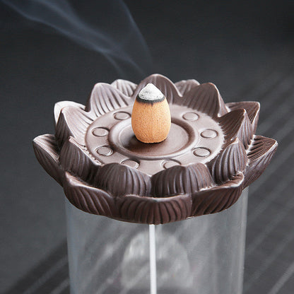 Creative Indoor Desktop Handmade Ceramic Ornament Windproof Backflow Incense Burner Buddhist Aromatherapy Stove