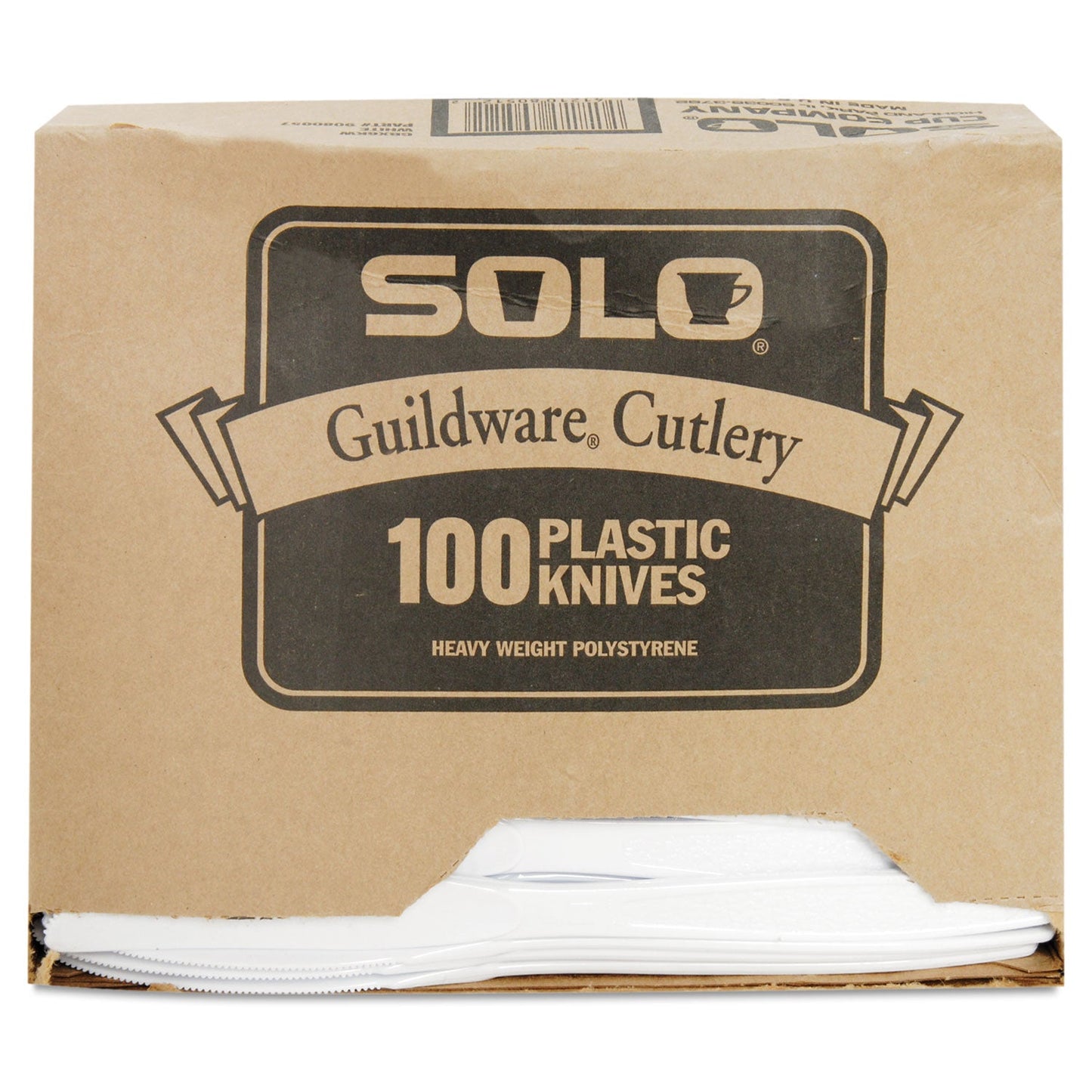 Dart Guildware Extra Heavyweight Plastic Knives, White, 100/Box