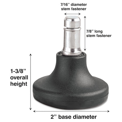 Master Caster Low Profile Bell Glides, Grip Ring Type B Stem, 2" x 1.38" Glide, Matte Black, 5/Set