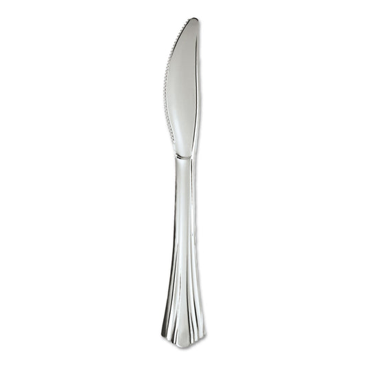 WNA Heavyweight Plastic Knives, Silver, 7 1/2", Reflections Design, 600/Carton