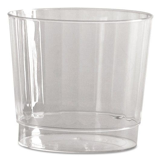 WNA Classic Crystal Plastic Tumblers, 9 oz, Clear, Fluted, Rocks Squat, 20/Pack, 12 Packs/Carton