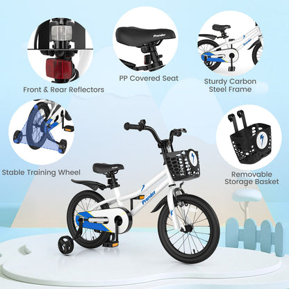 16 Inch Kids Bike with Removable Training Wheels-White