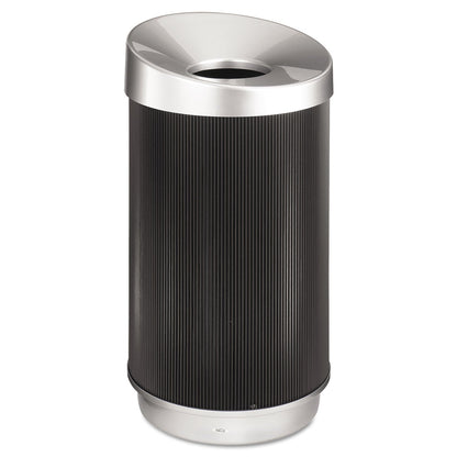 Safco At-Your-Disposal Vertex Receptacle, Round, Polyethylene, 38 gal, Black/Chrome
