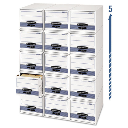Bankers Box STOR/DRAWER STEEL PLUS Extra Space-Savings Storage Drawers, 10.5" x 25.25" x 5.25", White/Blue, 12/Carton