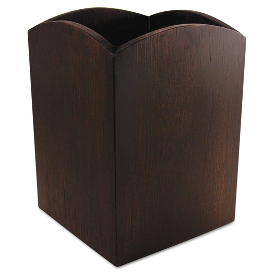 Artistic Bamboo Curved Pencil Cup, 3" Diameter x 4.25"h, Espresso Brown