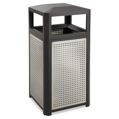 Safco Evos Series Steel Waste Container, 38 gal, Black