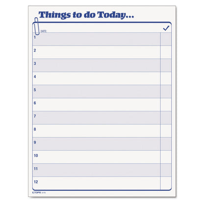 TOPS "Things To Do Today" Daily Agenda Pad, 8.5 x 11, 1/Page, 100 Forms