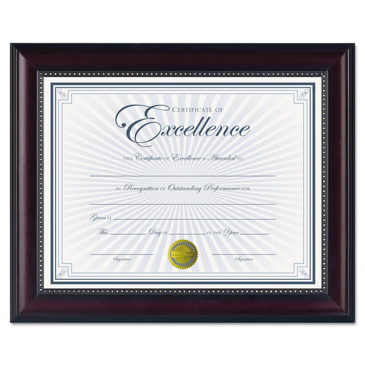 DAX Prestige Document Frame, Rosewood/Black, Gold Accents, Certificate, 8.5 x 11