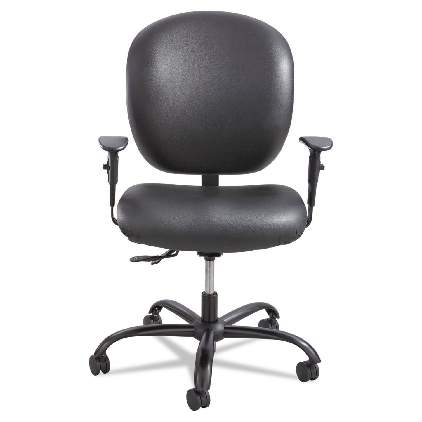 Safco Alday Intensive-Use Chair, Supports Up to 500 lb, 17.5" to 20" Seat Height, Black Vinyl Seat/Back, Black Base
