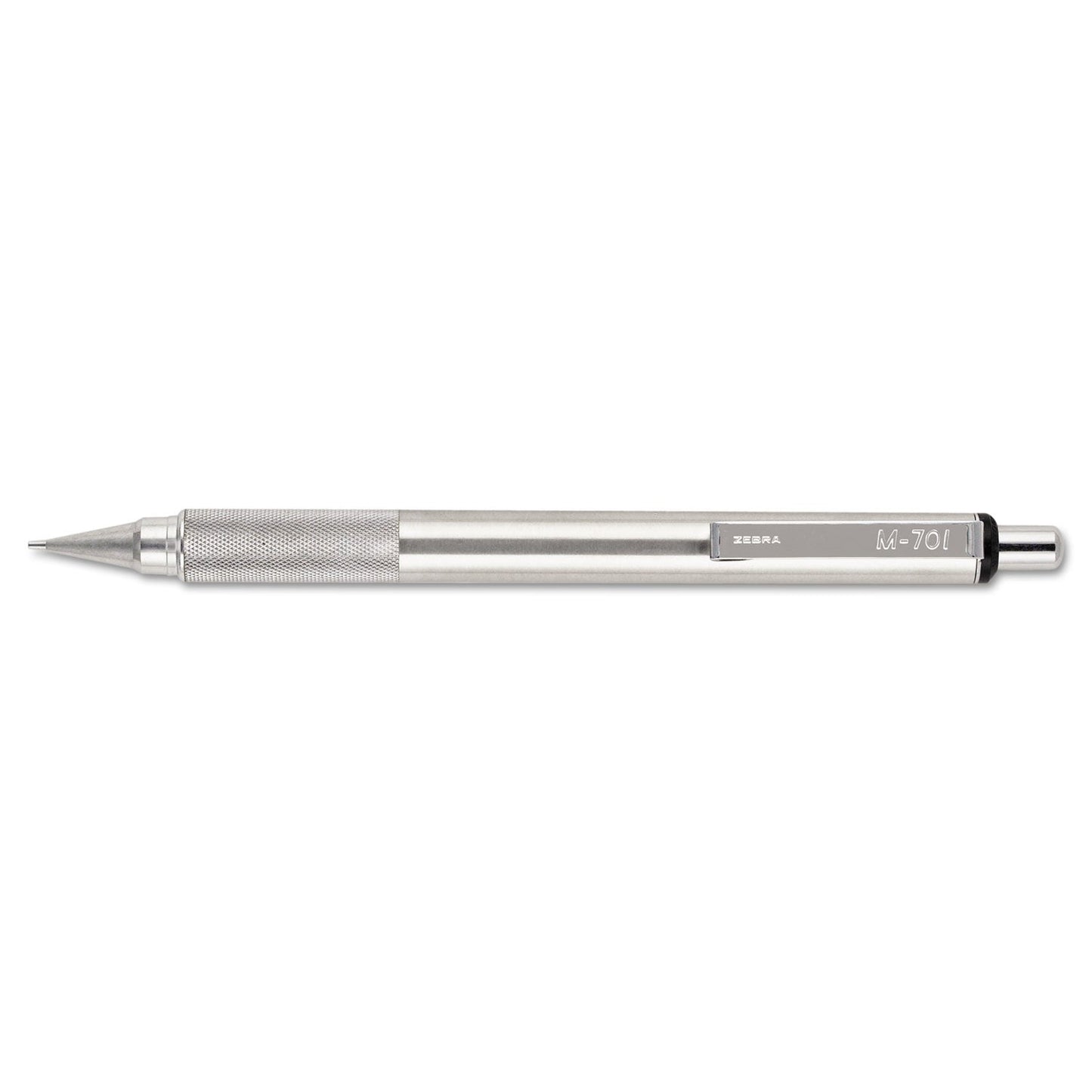 Zebra M-701 Mechanical Pencil, 0.7 mm, HB (#2.5), Black Lead, Silver Barrel