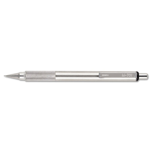 Zebra M-701 Mechanical Pencil, 0.7 mm, HB (#2.5), Black Lead, Silver Barrel