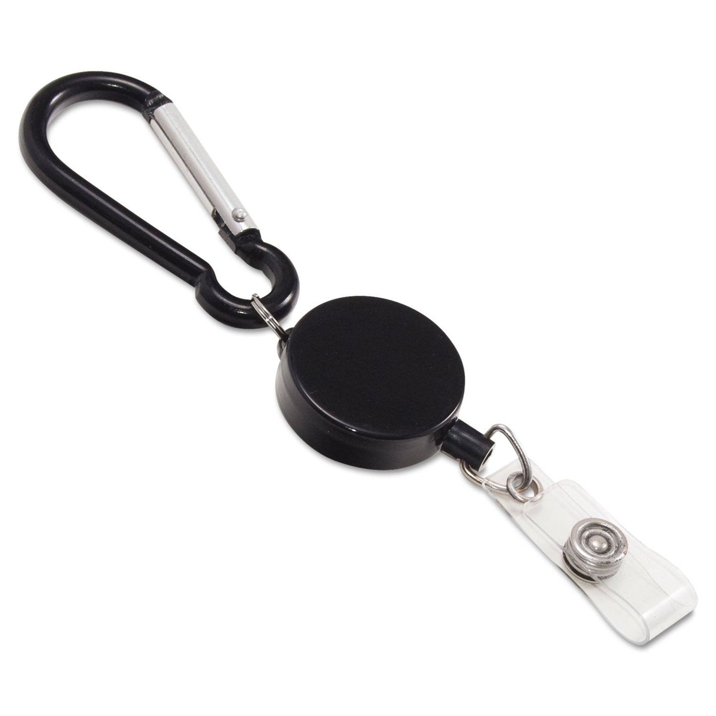 Advantus Metal Badge Reel/Carabiner Set, 24" Extension, Black, 5/Pack