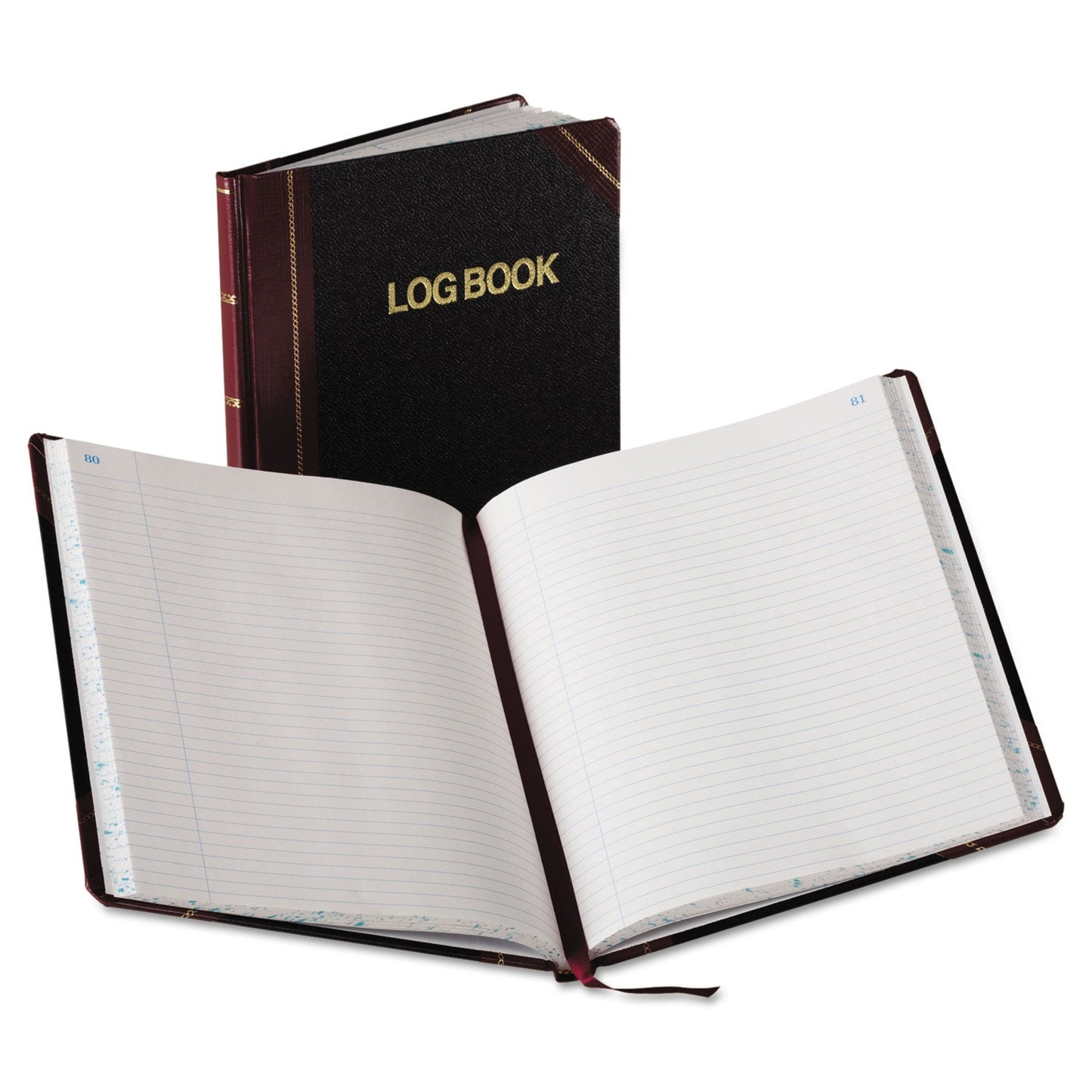 Boorum & Pease Log Book, List-Management Format, Medium/College Rule, Black/Red Cover, 10.13 x 7.78, 150 Sheets
