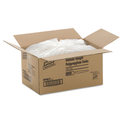Dixie Plastic Cutlery, Mediumweight Forks, White, 1,000/Carton
