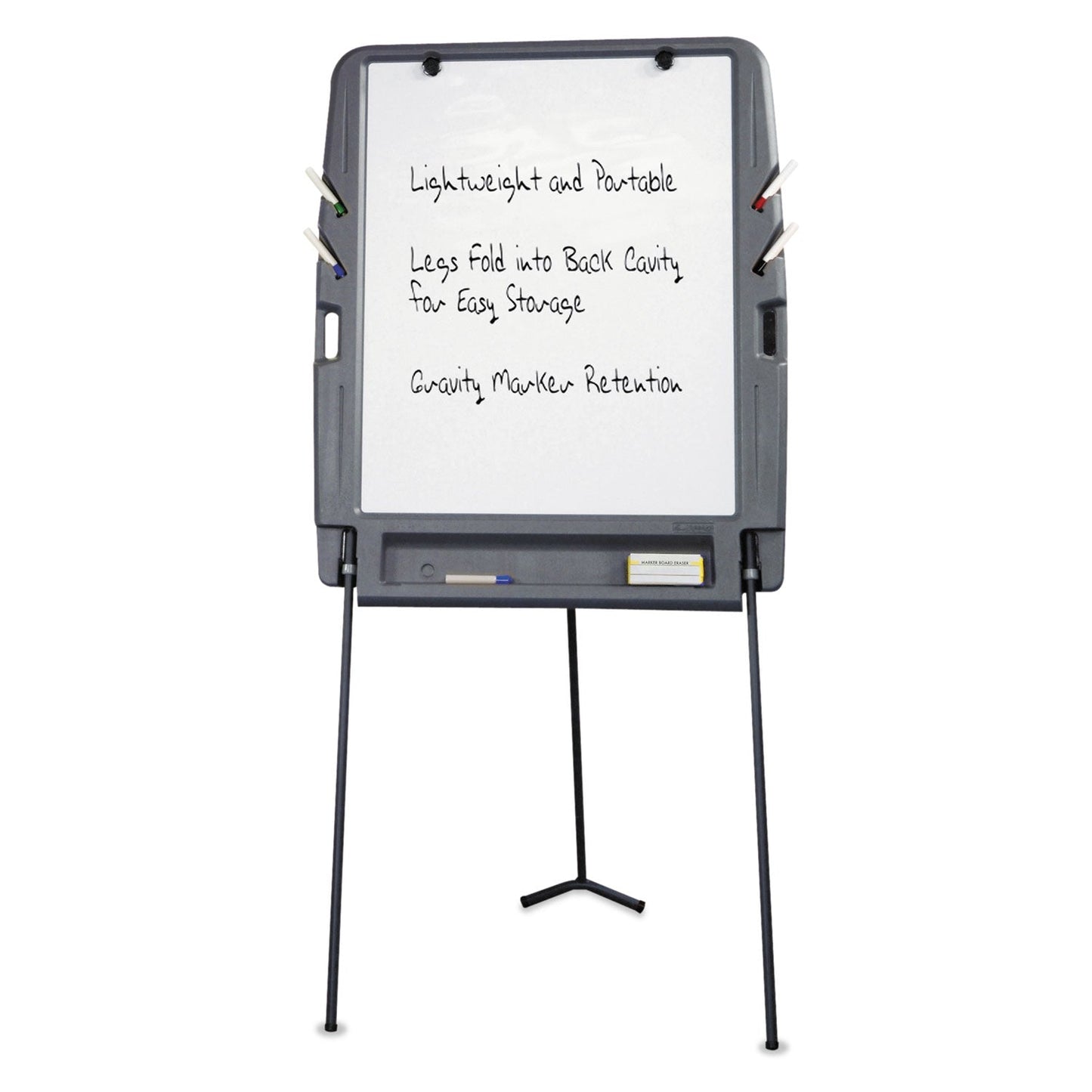 Iceberg Ingenuity Portable Flipchart Easel with Dry Erase Surface, Resin Surface Frame, 35 x 30 x 73, Charcoal