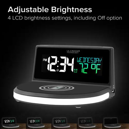 Qi-Certified Wireless Charging Alarm Clock with Glowing Light Base