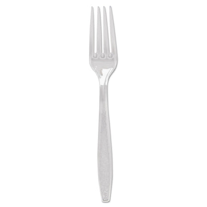 Dart Guildware Heavyweight Plastic Cutlery, Forks, Clear, 1000/Carton