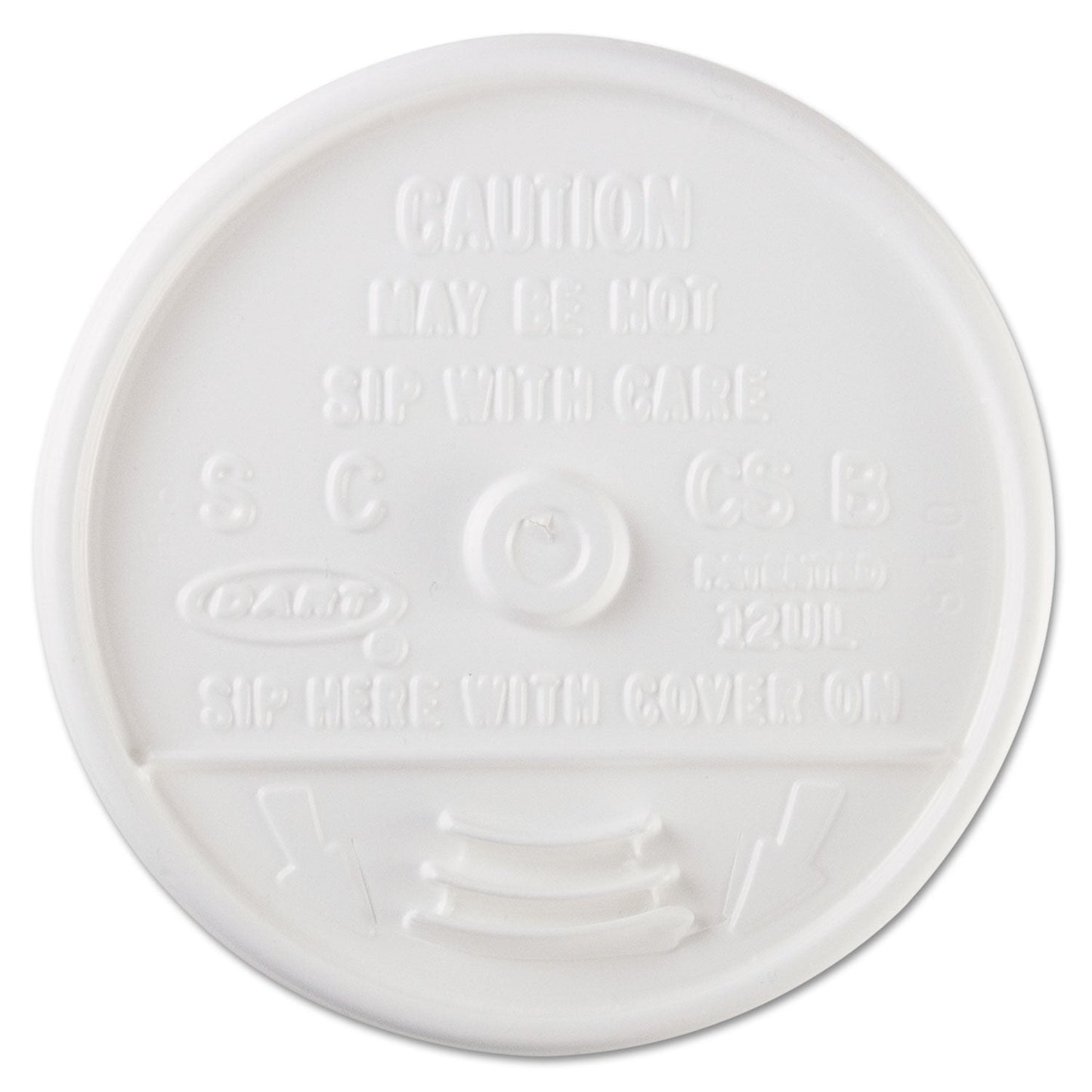 Dart Sip Thru Lids, Fits 10 oz to 14 oz Foam Cups, Plastic, White, 100/Pack, 10 Packs/Carton
