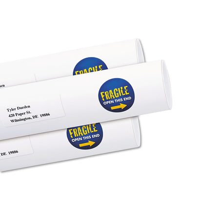 Avery Vibrant Inkjet Color-Print Labels w/ Sure Feed, 1.5" dia, White, 400/PK