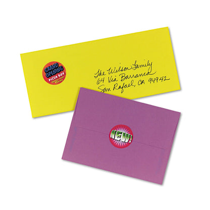 Avery Vibrant Inkjet Color-Print Labels w/ Sure Feed, 1.5" dia, White, 400/PK