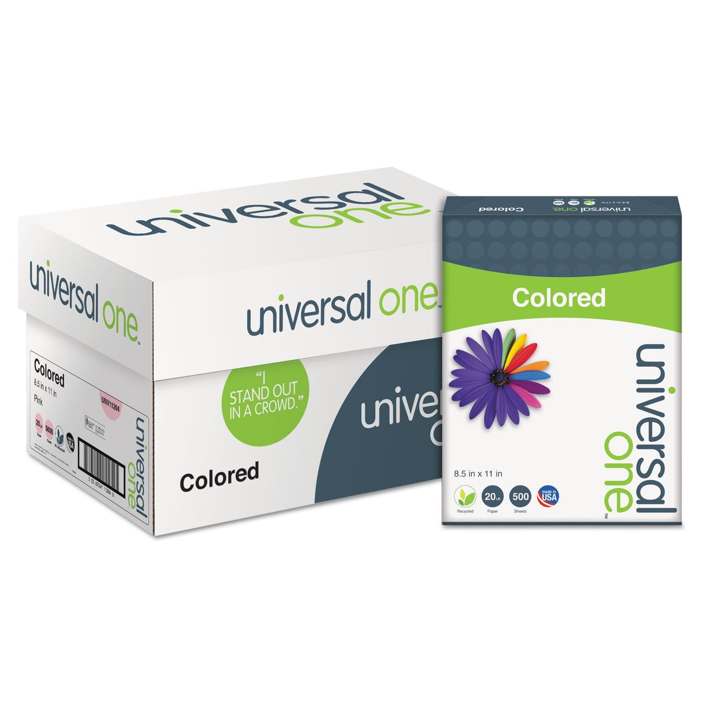 Universal Deluxe Colored Paper, 20 lb Bond Weight, 8.5 x 11, Pink, 500/Ream