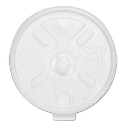 Dart Lift n' Lock Plastic Hot Cup Lids, With Straw Slot, Fits 10 oz to 14 oz Cups, Translucent, 100/Sleeve, 10 Sleeves/Carton