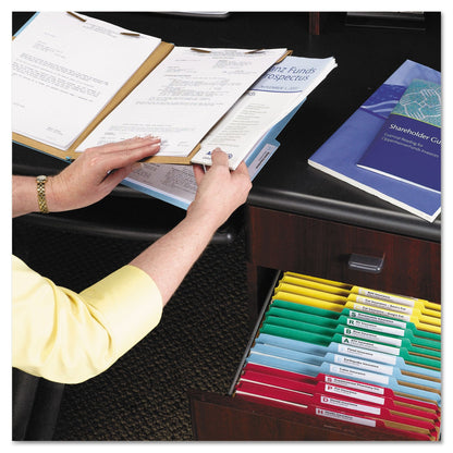 Smead 6-Section Pressboard Top Tab Pocket-Style Classification Folders with SafeSHIELD Fasteners, 2 Dividers, Letter, Blue, 10/Box