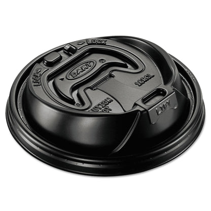 Dart Optima Reclosable Lid, Fits 12 oz to 24 oz Foam Cups, Black, 100 Pack, 10 Packs/Carton