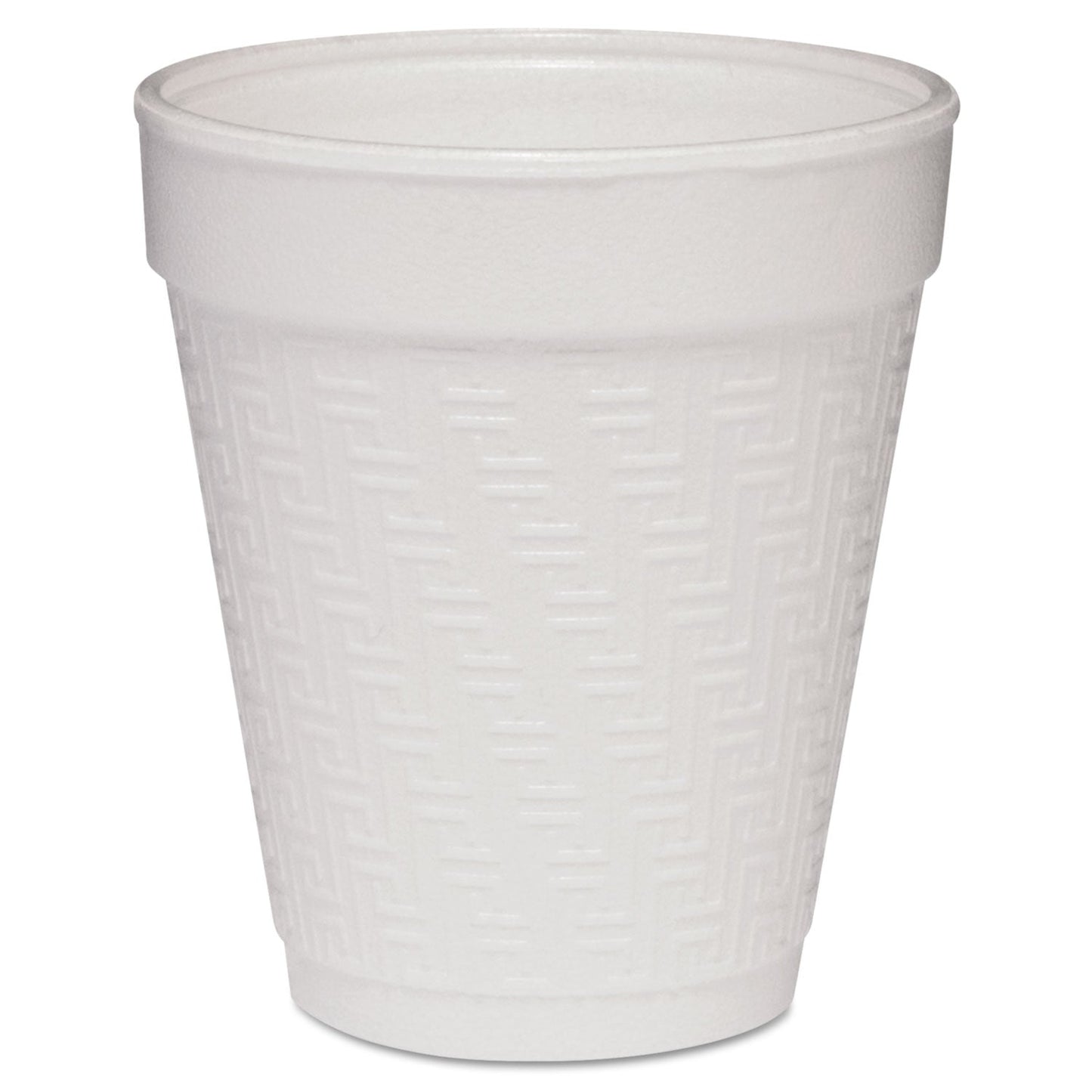 Dart Small Foam Drink Cup, 8 oz, White with Greek Key Design,  25/Bag, 40 Bags/Carton