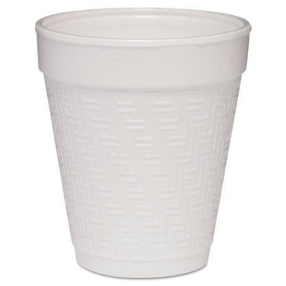 Dart Small Foam Drink Cup, 8 oz, White with Greek Key Design,  25/Bag, 40 Bags/Carton