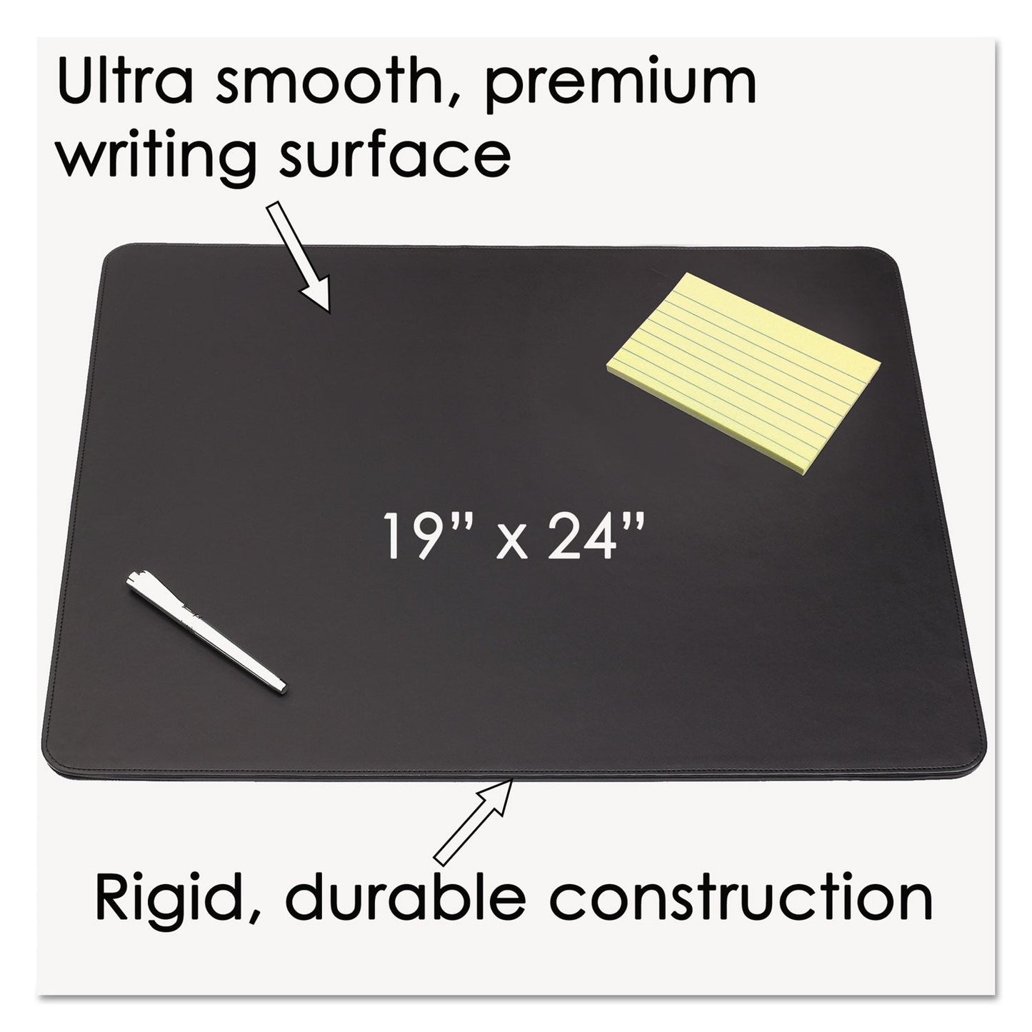 Artistic Sagamore Desk Pad, with Decorative Stitching, 24 x 19, Black