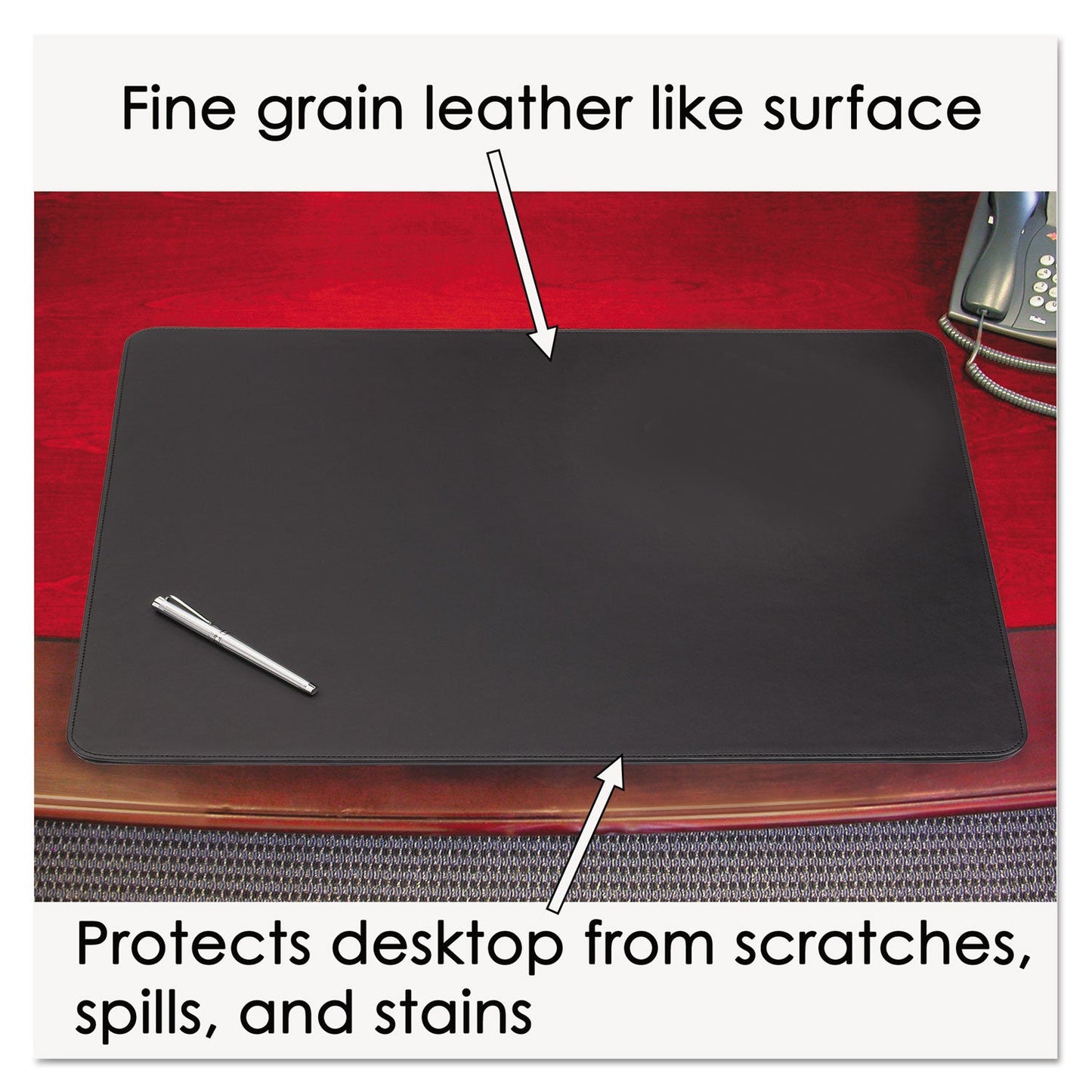 Artistic Sagamore Desk Pad, with Decorative Stitching, 24 x 19, Black