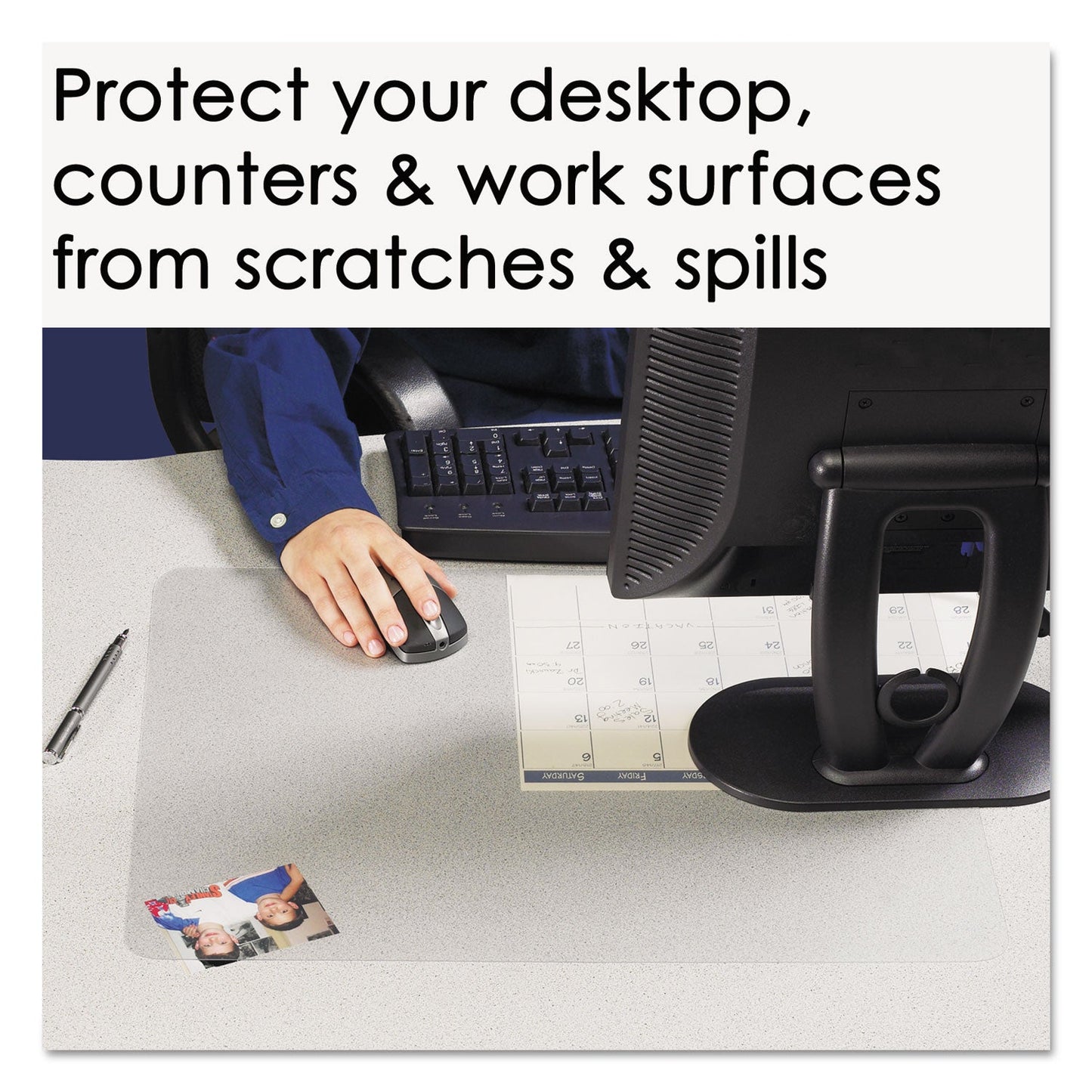 Artistic KrystalView Desk Pad with Antimicrobial Protection, Matte Finish, 22 x 17,  Clear
