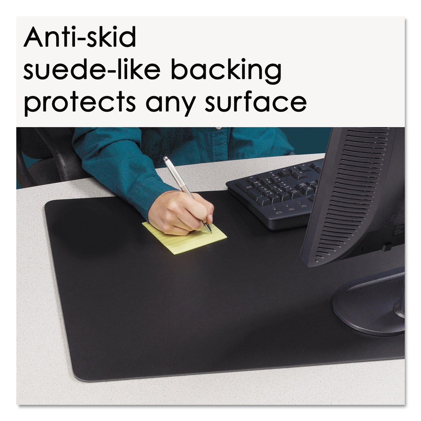 Artistic Rhinolin II Desk Pad with Antimicrobial Protection, 36 x 20, Black