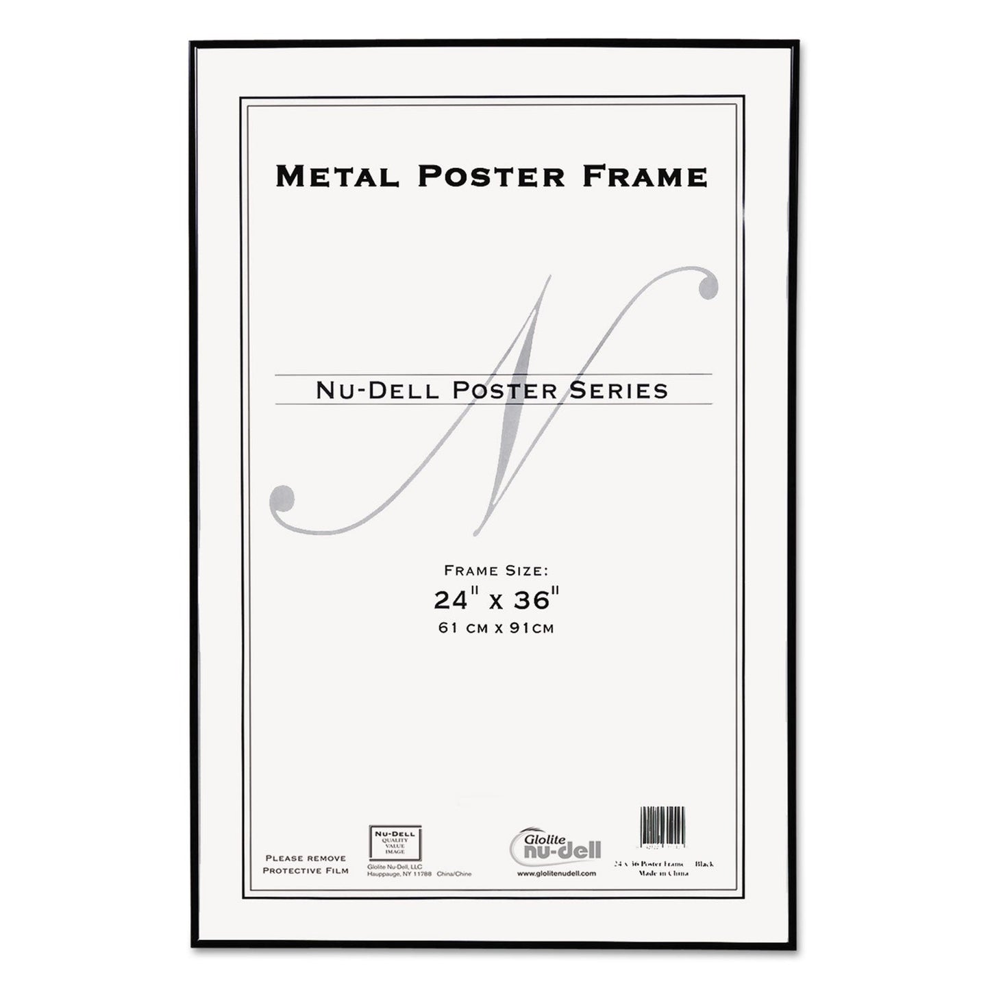 NuDell Metal Poster Frame, Plastic Face, 24 x 36, Black