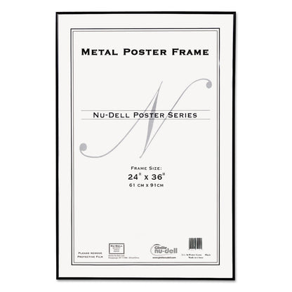 NuDell Metal Poster Frame, Plastic Face, 24 x 36, Black