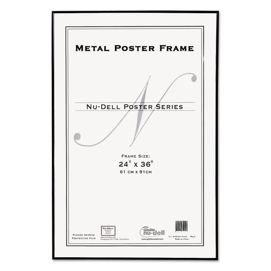 NuDell Metal Poster Frame, Plastic Face, 24 x 36, Black