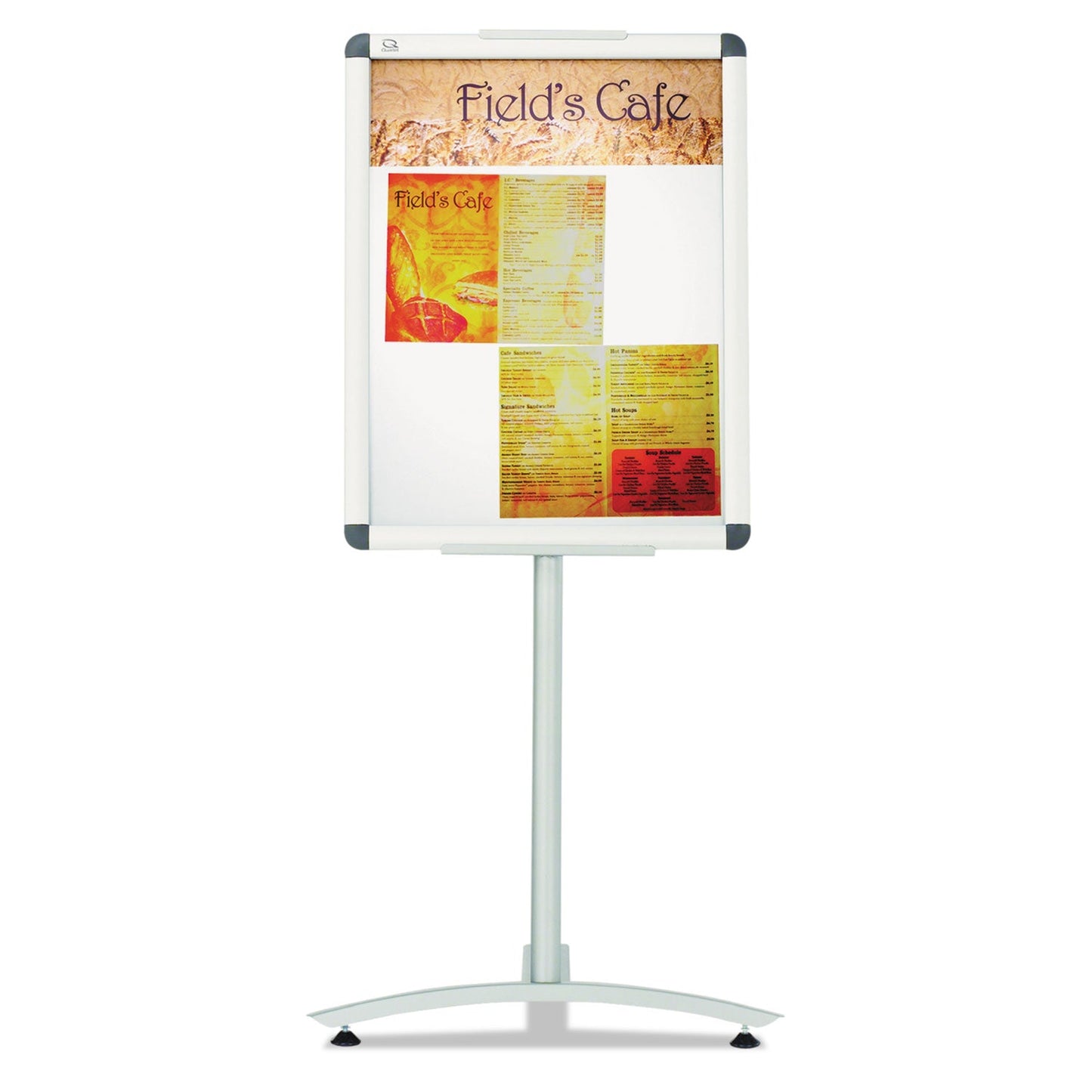 Quartet Improv Lobby Clip-Frame Pedestal Sign, 18 x 24 Frame, 54" High, Aluminum