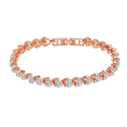 18K Golden Plated Stainless Steel Bracelet with Rhinestone Embellishments