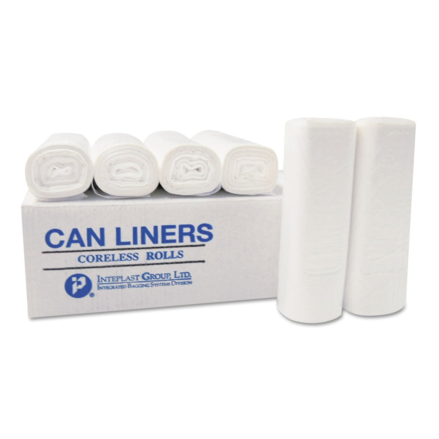 Inteplast Group High-Density Interleaved Commercial Can Liners, 45 gal, 0.87 mil, 40" x 48", Clear, 150/Carton