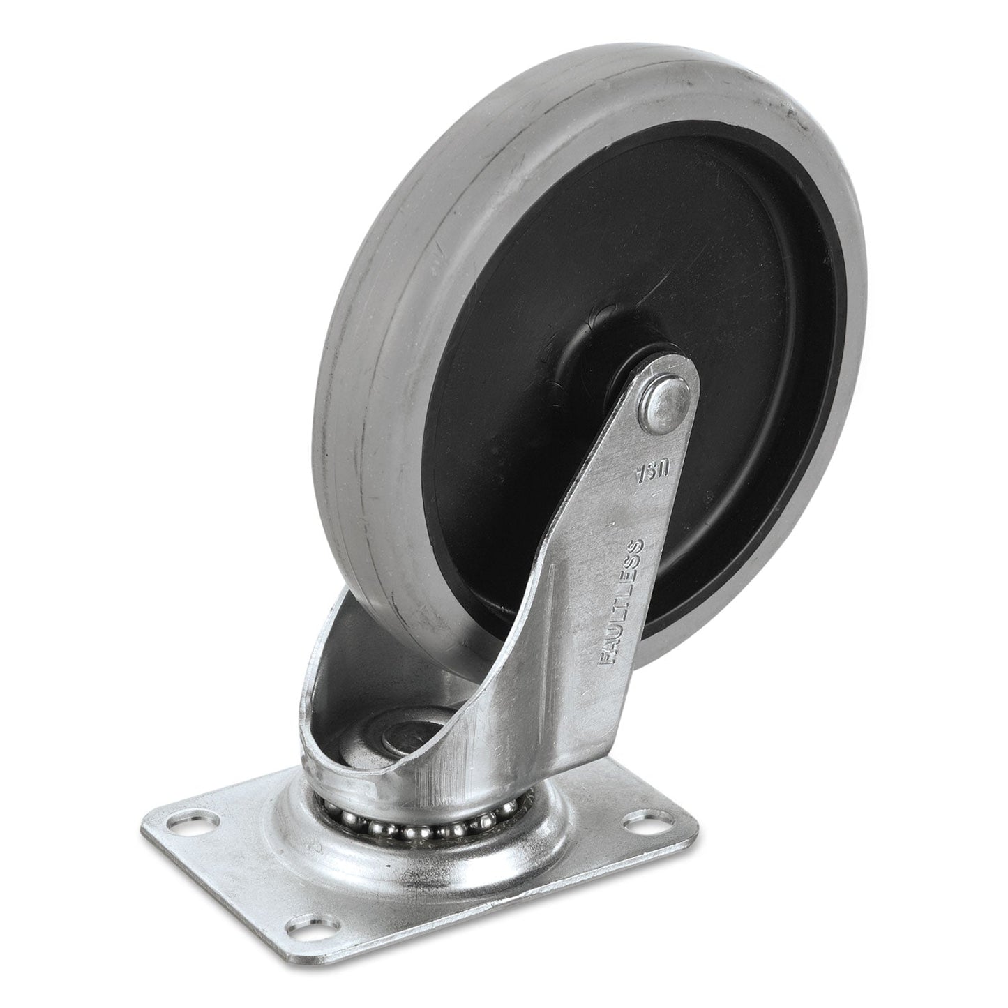 Rubbermaid Replacement Bayonet-Stem Swivel Casters, Swivel Mount Plate, 5" Soft Rubber Wheel, Black