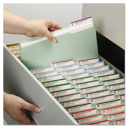 Smead Recycled Pressboard Folders with Two SafeSHIELD Coated Fasteners, 1" Expansion, 1/3-Cut Tabs, Legal Size, Gray-Green, 25/Box