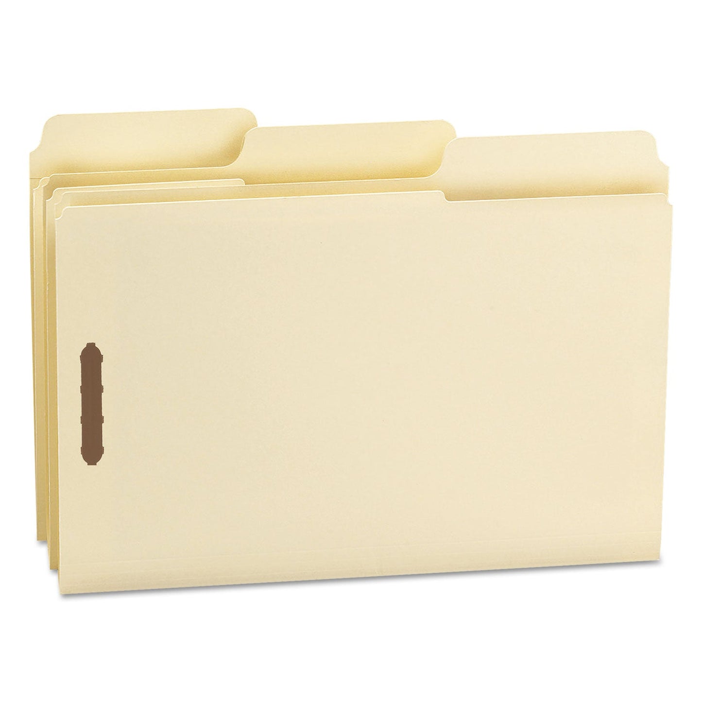 Smead SuperTab Reinforced Guide Height Fastener Folders, 2 Fasteners, Legal Size, 11-pt Manila Exterior, 50/Box