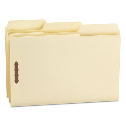 Smead SuperTab Reinforced Guide Height Fastener Folders, 2 Fasteners, Legal Size, 11-pt Manila Exterior, 50/Box