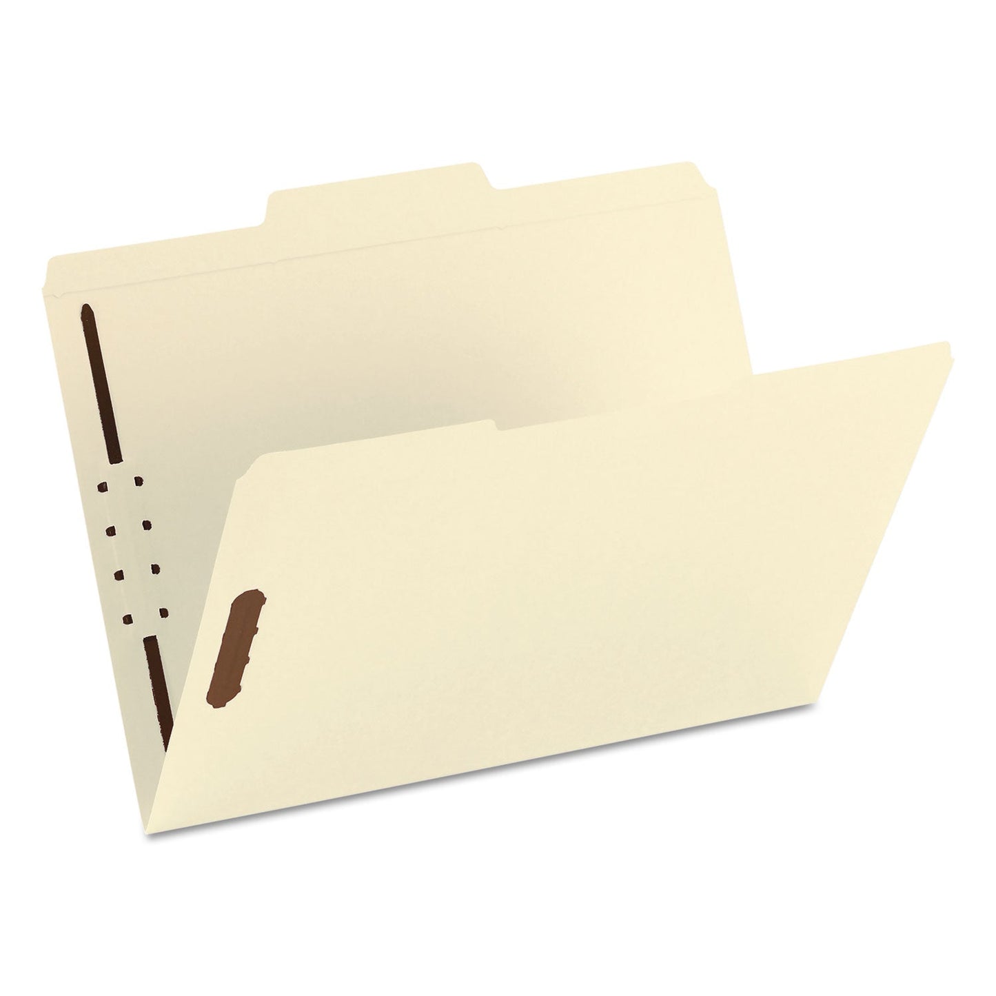 Smead Top Tab Fastener Folders, 1/3-Cut Tabs: Assorted, 2 Fasteners, Letter Size, 11-pt Manila Exterior, 50/Box