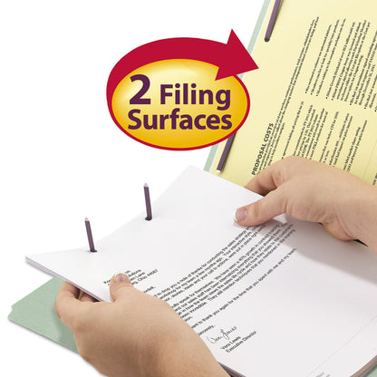 Smead 100% Recycled Pressboard Fastener Folders, Legal Size, 1" Expansion, Gray-Green, 25/Box