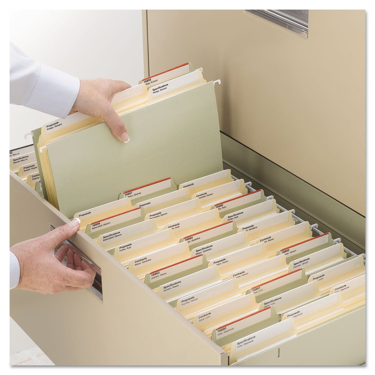 Smead SuperTab Reinforced Guide Height Fastener Folders, 2 Fasteners, Legal Size, 11-pt Manila Exterior, 50/Box