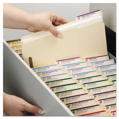 Smead Top Tab Fastener Folders, 1/3-Cut Tabs: Assorted, 2 Fasteners, Legal Size, 11-pt Manila Exterior, 50/Box
