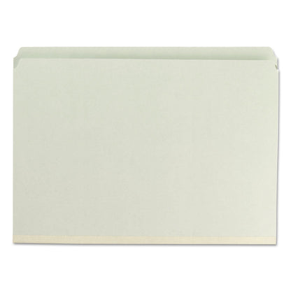 Smead Recycled Pressboard Folders with Two SafeSHIELD Coated Fasteners, 2" Expansion, Straight Tab, Legal Size, Gray-Green, 25/Box