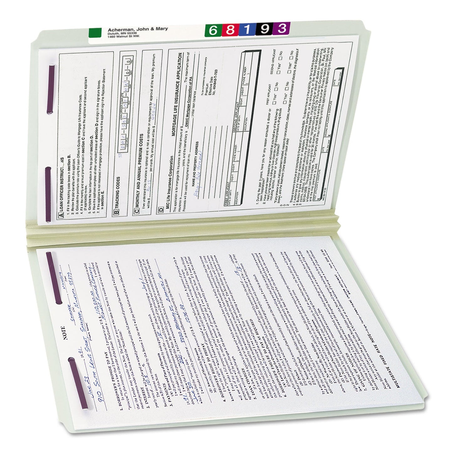 Smead Recycled Pressboard Folders with Two SafeSHIELD Coated Fasteners, 2" Expansion, Straight Tab, Legal Size, Gray-Green, 25/Box